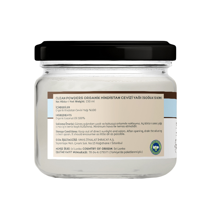 Clean Powders Coconut Oil Organic (Hindistan Cevizi Yağı) 150 mL