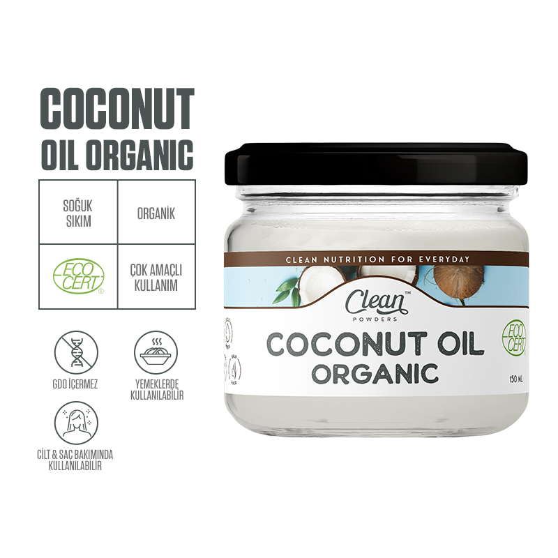 Clean Powders Coconut Oil Organic (Hindistan Cevizi Yağı) 150 mL