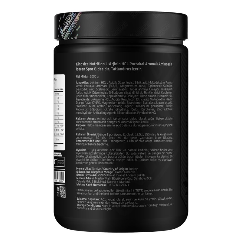 Kingsize Nutrition Arginine Complex Powder 1000 Gr