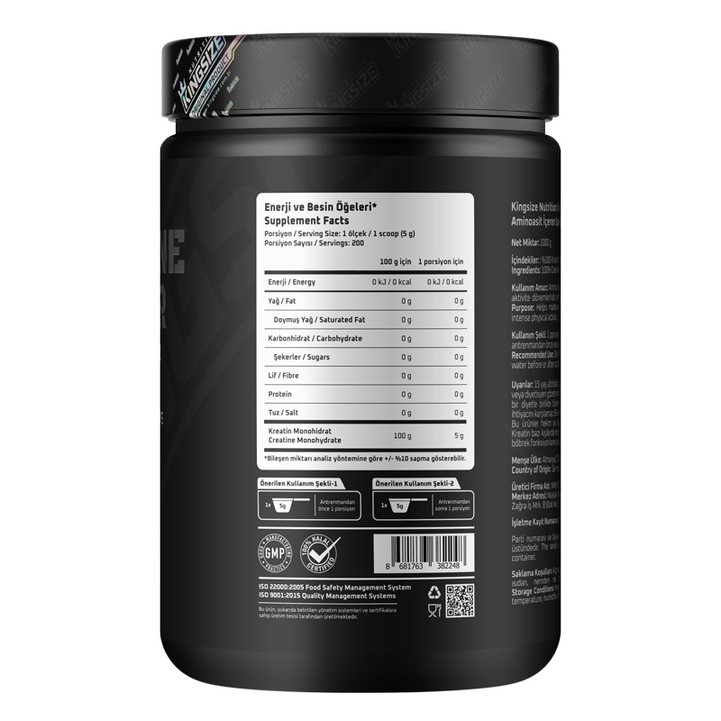 Kingsize Nutrition Creatine Powder 1000 Gr Aromasız