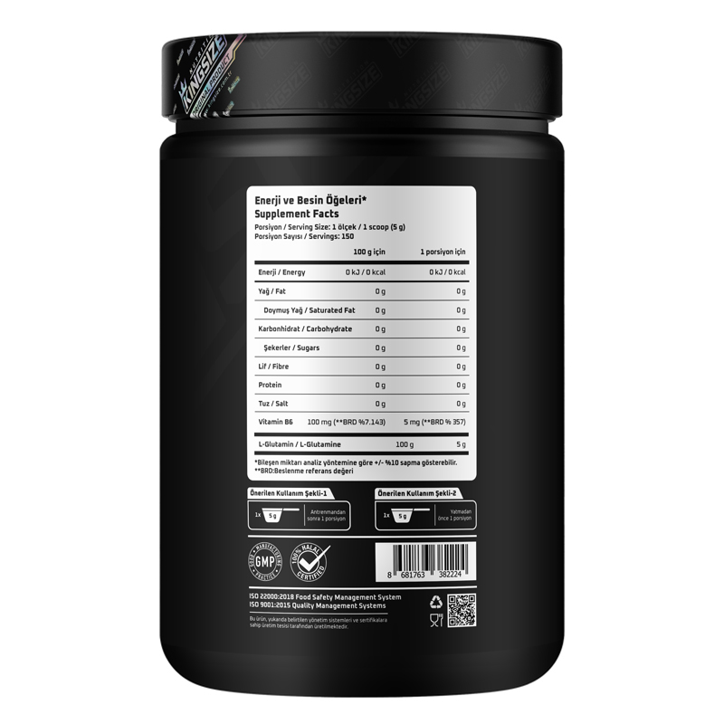 Kingsize Nutrition Glutamine Powder 750 Gr Aromasız