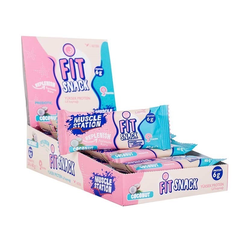 Muscle Station Fit Snack Protein Bar Coconut 40 Gr 24 Adet