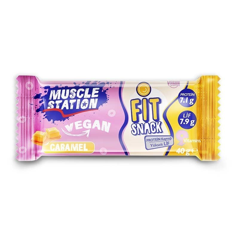 Muscle Station Fit Snack Vegan Protein Bar Caramel 40 Gr 1 Adet