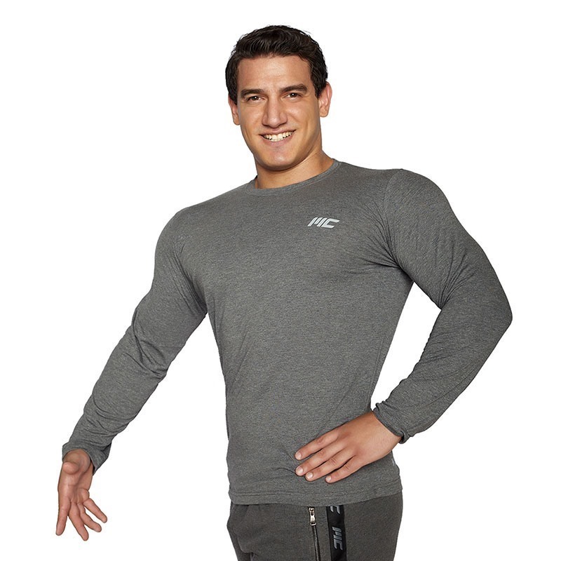 MuscleCloth Basic Uzun Kollu T-Shirt Gri