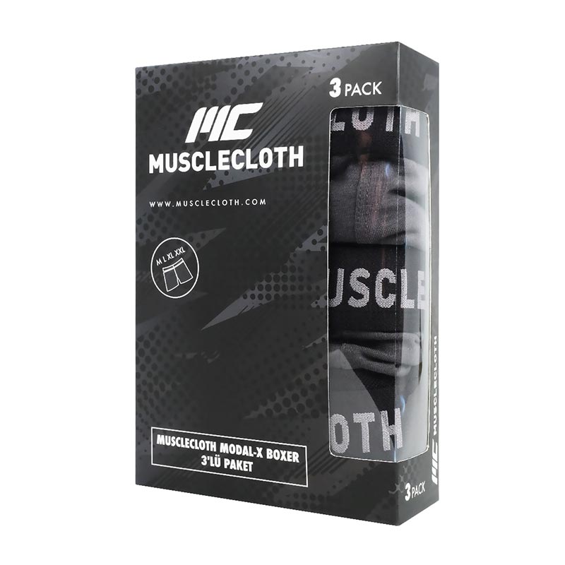 MuscleCloth Modal-X Boxer 3'Lü Paket Gri
