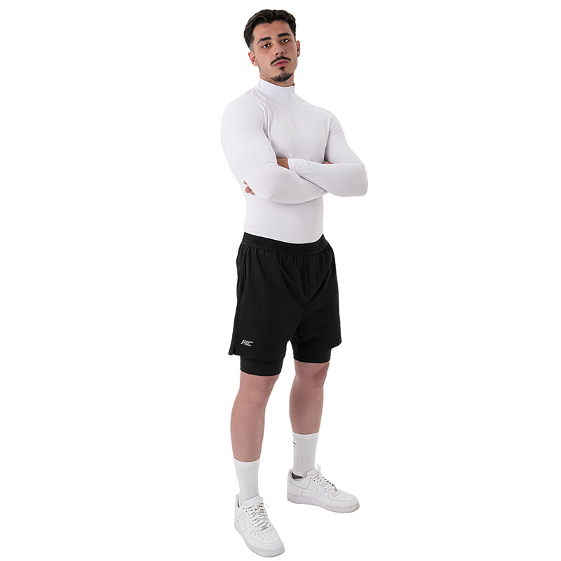 MuscleCloth Performance 2 In 1 Erkek Taytlı Şort Siyah
