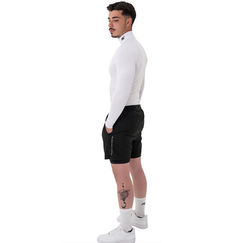 MuscleCloth Performance 2 In 1 Erkek Taytlı Şort Siyah