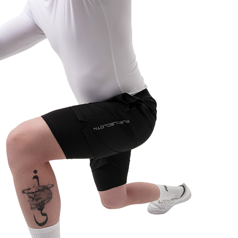 MuscleCloth Performance 2 In 1 Erkek Taytlı Şort Siyah