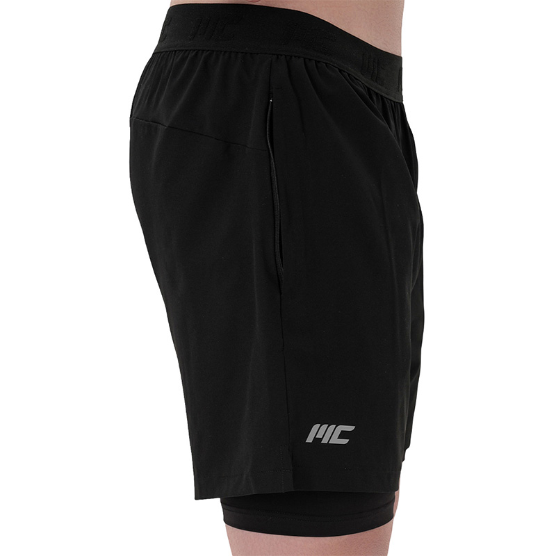 MuscleCloth Performance 2 In 1 Erkek Taytlı Şort Siyah