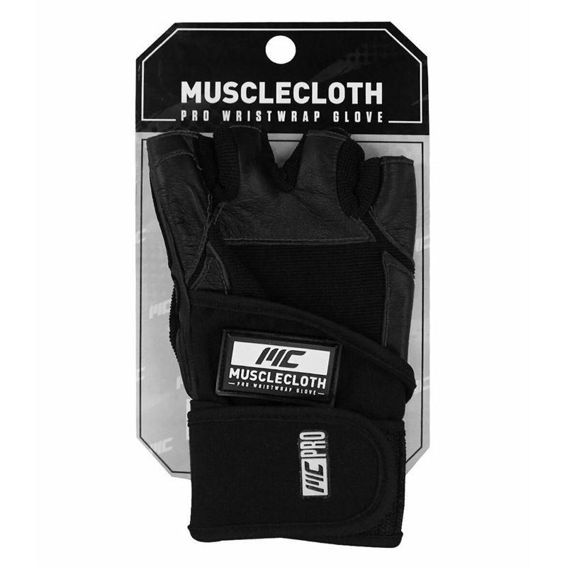 MuscleCloth Pro Fitness Ağırlık Eldiveni + Pro Wrist Wraps Siyah