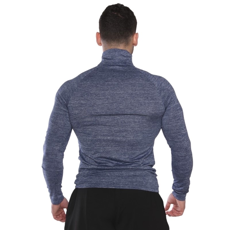 MuscleCloth Pro Stretch Fermuarlı Uzun Kollu T-Shirt Lacivert