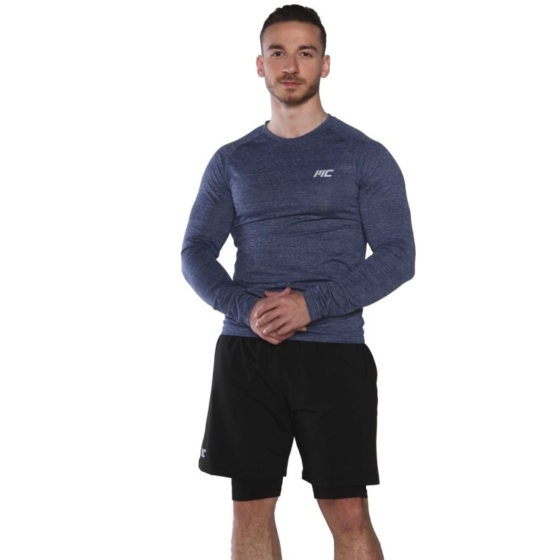 MuscleCloth Pro Stretch Uzun Kollu T-Shirt Lacivert
