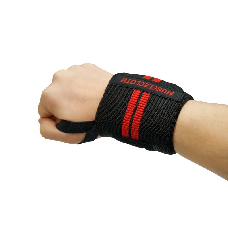 MuscleCloth Pro Wrist Wraps Siyah Kırmızı 2'li Paket