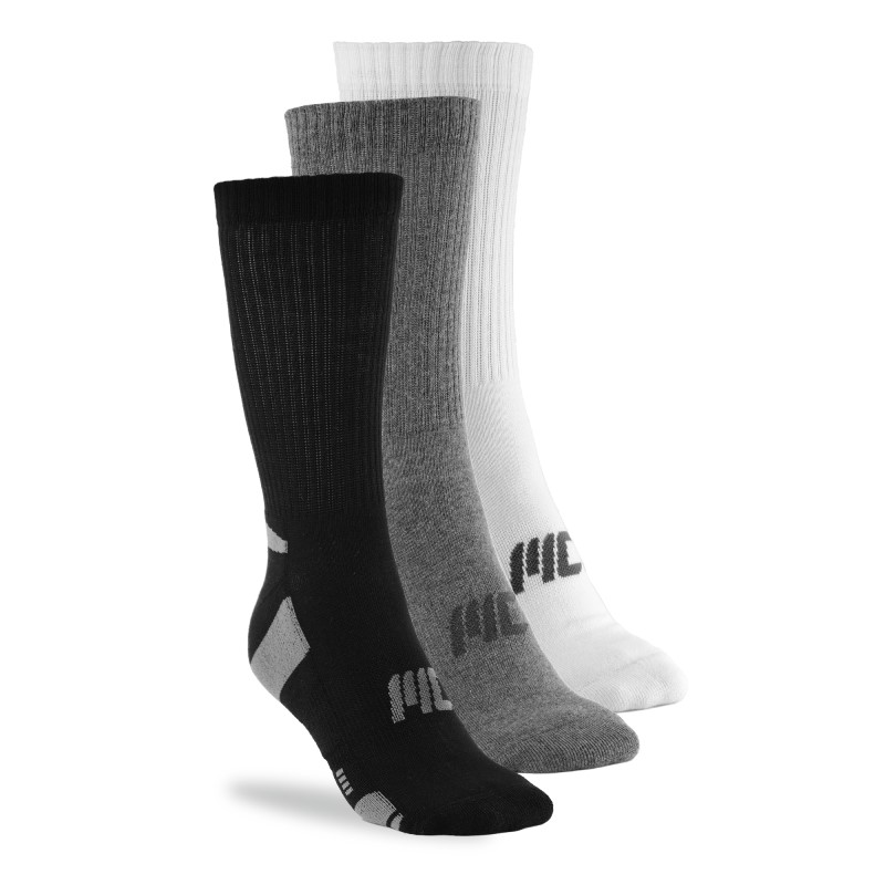Musclecloth Stay Fresh Uzun Çorap 3'Lü Paket Gri Beyaz Siyah 