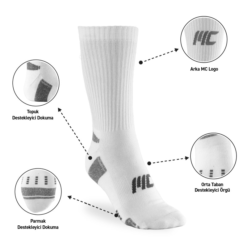 MuscleCloth Stay Fresh Uzun Çorap Beyaz