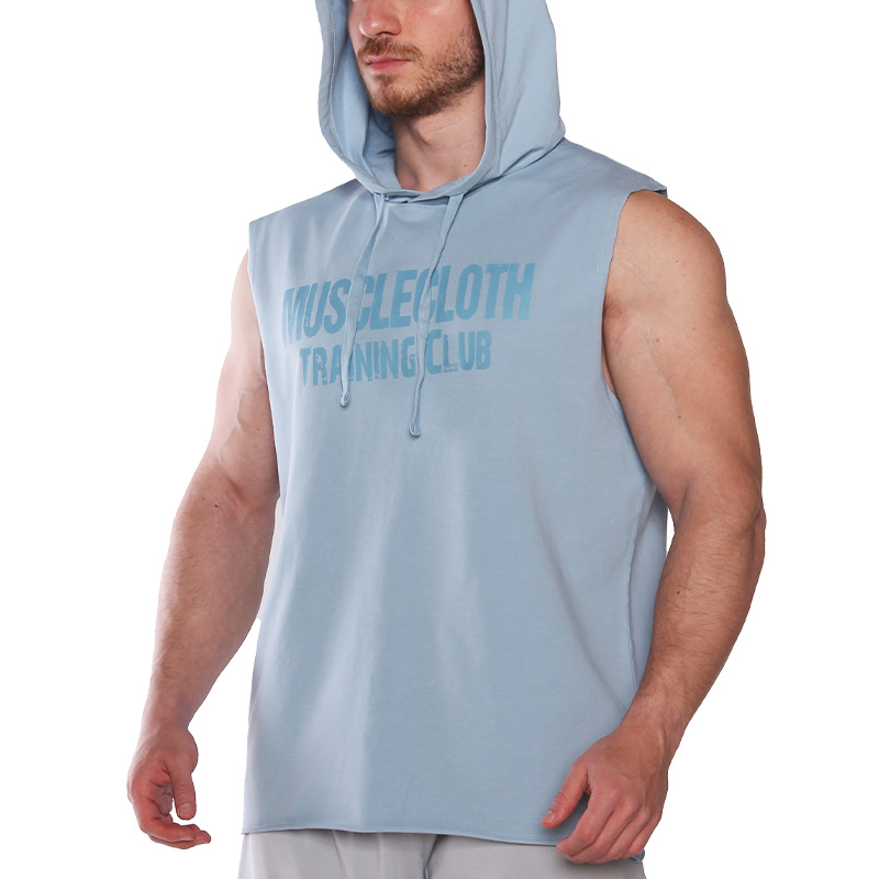 MuscleCloth Training Club Kapüşonlu Kolsuz Sweatshirt Açık Mavi