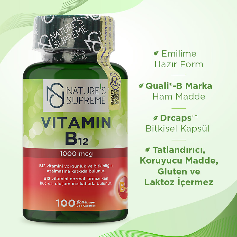 Nature's Supreme Vitamin B12 1000 Mcg 100 Kapsül