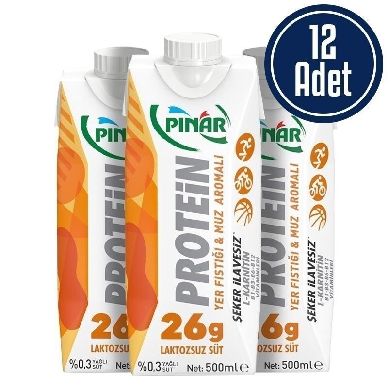 Pınar Proteinli Laktozsuz Süt 500 mL 12 Adet