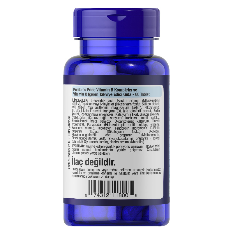 Puritan's Pride B Complex Plus Vitamin C 500 Mg 60 Tablet