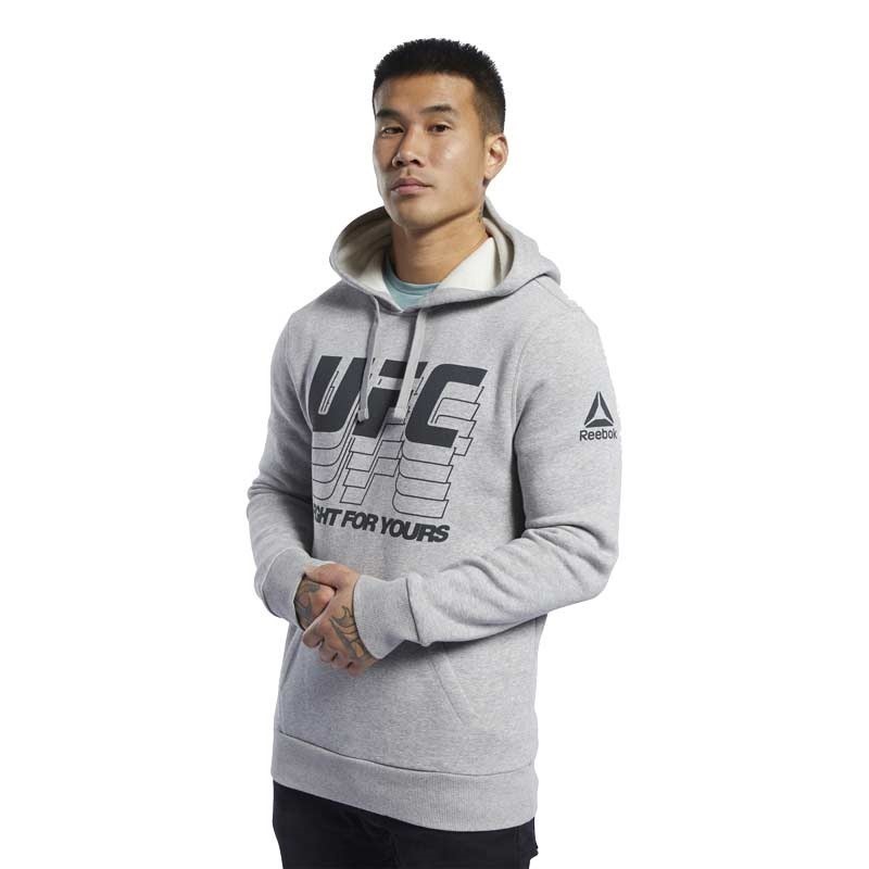 Reebok Ufc Fan Gear Hoodie Kapu onlu Sweatshirt Gri Supplementler