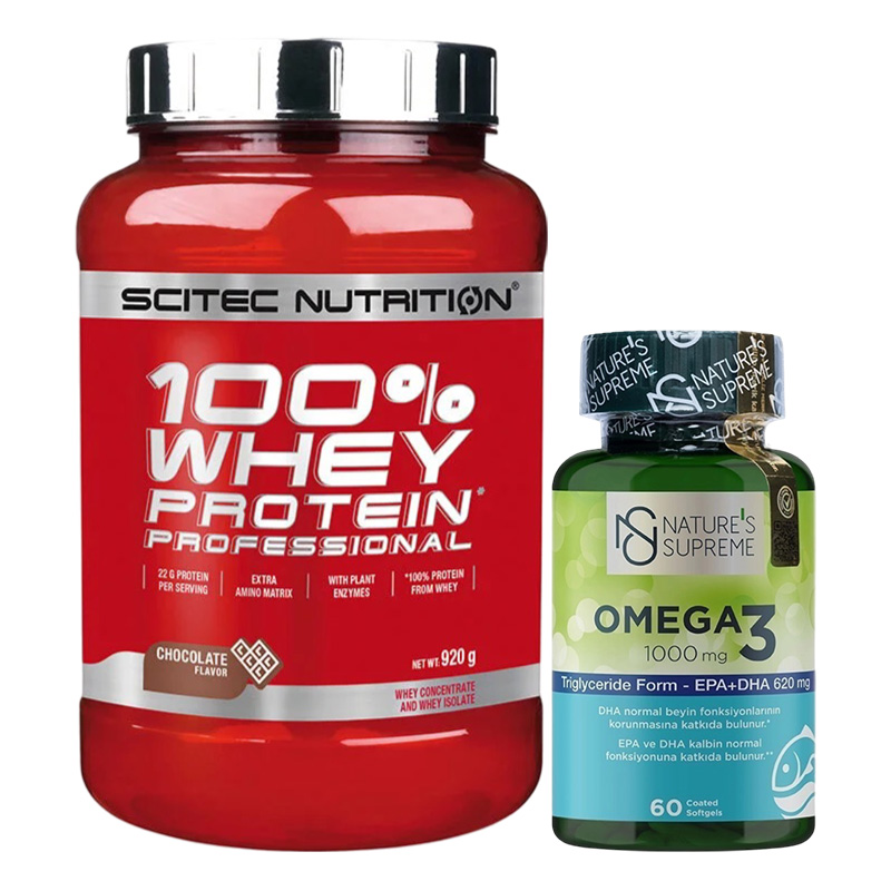 Scitec Whey Protein 920 Gr + Nature's Supreme Omega 3 1000 Mg 60 Kapsül Kombinasyonu