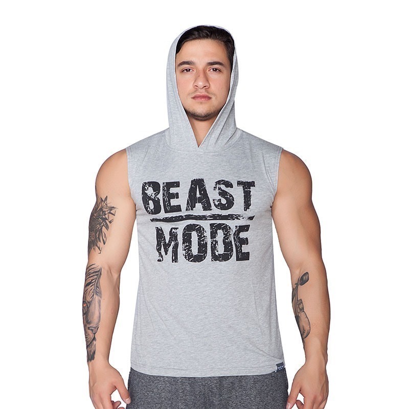 Supplementler.com Beast Mode Kapüşonlu Kolsuz T-Shirt Gri