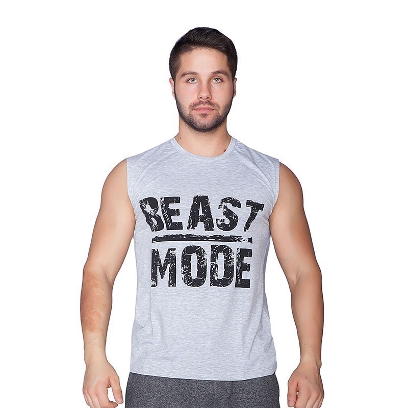 Supplementler.com Beast Mode Kolsuz T-Shirt Gri