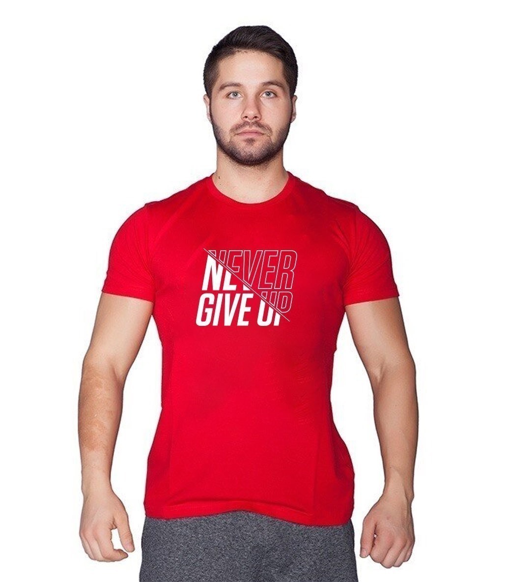 Supplementler.com Never Give Up T-Shirt Kırmızı