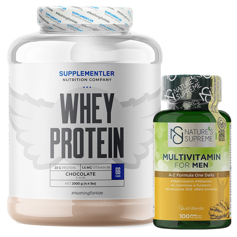 Supplementler.com Whey Protein 2000 Gr + Nature's Supreme Multivitamin for Men 100 Kapsül Kombinasyonu