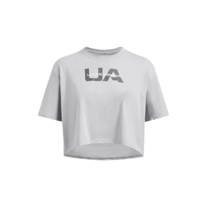 Under Armour Boxy Crop Branded Kadın Kısa Kollu T-Shirt Gri