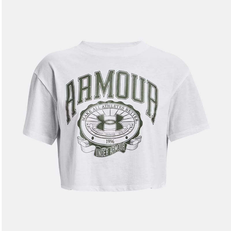 Under Armour Collegiate Kadın Kısa Kollu Crop T-Shirt Beyaz