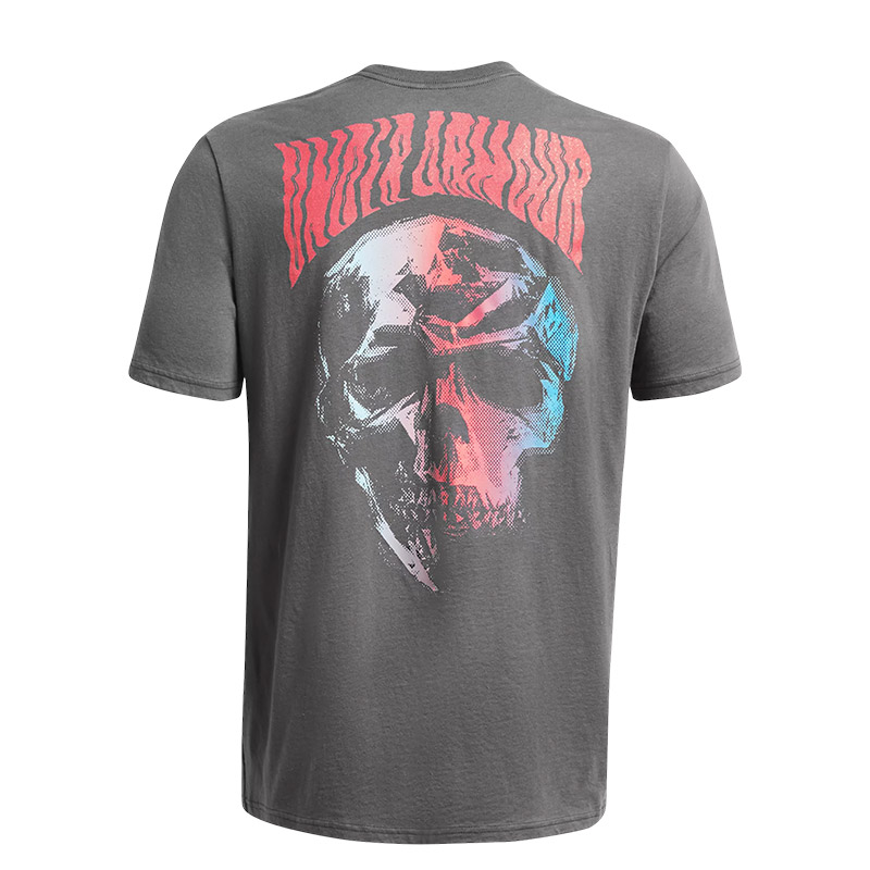 Under Armour Dusk To Dawn Skull Kısa Kollu T-Shirt Gri