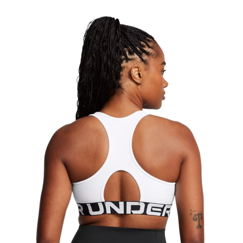 Under Armour HeatGear Mid Branded Sporcu Sütyeni Beyaz