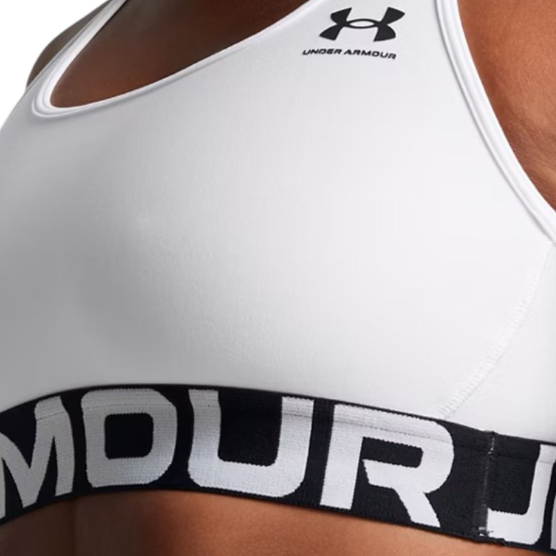 Under Armour HeatGear Mid Branded Sporcu Sütyeni Beyaz