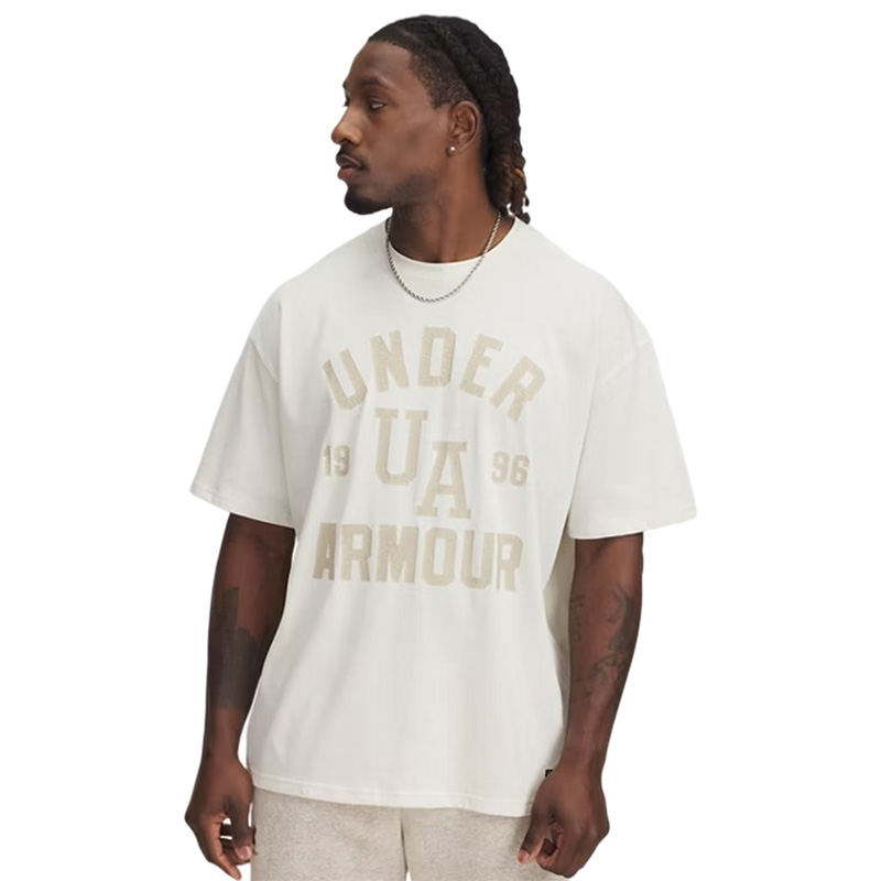 Under Armour Heavyweight Varsity Oversize Kısa Kollu T-Shirt Bej