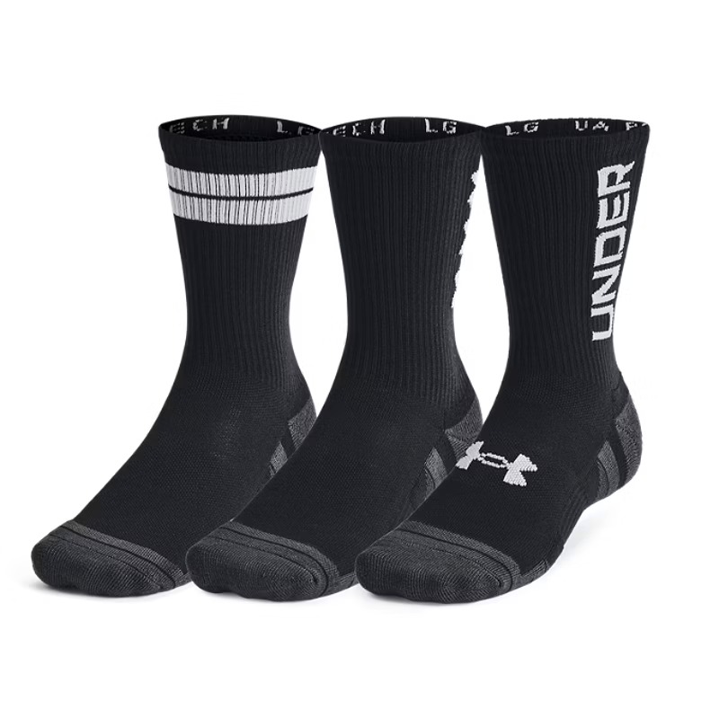 Under Armour Perf Tech Nov 3'Lü Paket Crew Çorap Siyah Beyaz