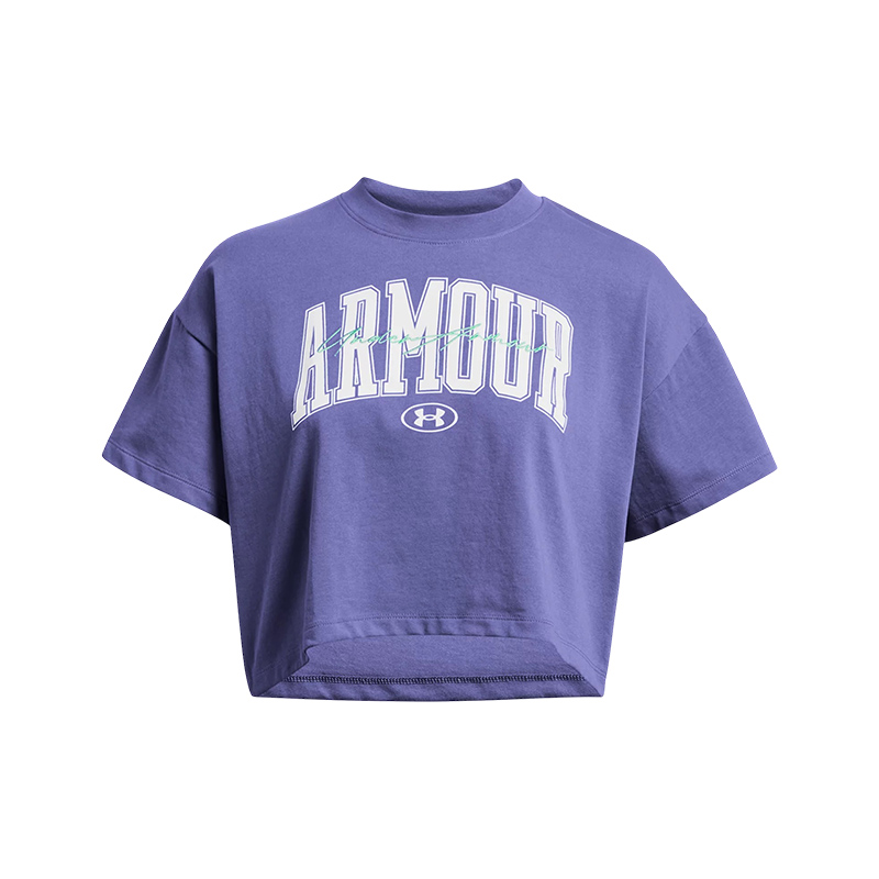 Under Armour Scripted Kadın Kısa Kollu Crop T-Shirt Mor
