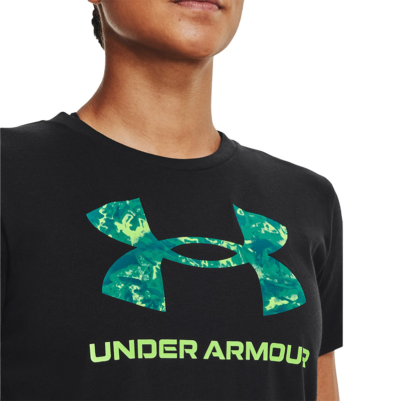 Under Armour Sportstyle Graphic Kadın Kısa Kollu T-Shirt Siyah Yeşil