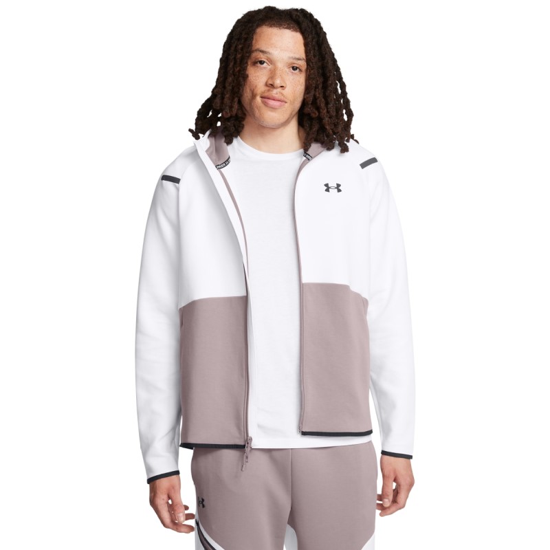 Under Armour Unstoppable Fleece HD EU Tam Fermuarlı Sweatshirt Beyaz Gri