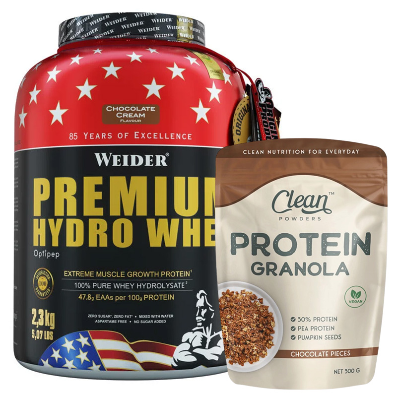 Weider Premium Hydro Whey Protein Tozu 2300 Gr + Clean Powders Protein Granola Kombinasyonu