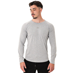 MuscleCloth Elite Reglan Uzun Kollu T-Shirt Gri Melanj