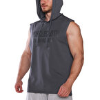 MuscleCloth Training Club Kapüşonlu Kolsuz Sweatshirt Füme