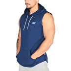 MuscleCloth Training Kapüşonlu Kolsuz T-Shirt İndigo Mavi