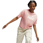 Puma Essentials Logo Cropped Kadın Kısa Kollu T-Shirt Pembe