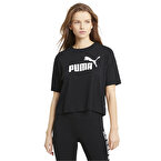 Puma Essentials Logo Cropped Kadın Kısa Kollu T-Shirt Siyah