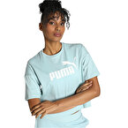 Puma Essentials Logo Cropped Kadın Kısa Kollu T-Shirt Turkuaz