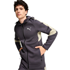 Puma EvoStripe Fermuarlı Kapüşonlu Sweatshirt Siyah Gri
