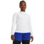 Under Armour ColdGear Authentics Mockneck Kadın T-Shirt Beyaz Siyah