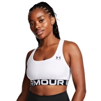 Under Armour HeatGear Mid Branded Sporcu Sütyeni Beyaz