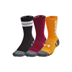 Under Armour Perf Tech Nov 3'Lü Paket Crew Çorap Bordo Gri
